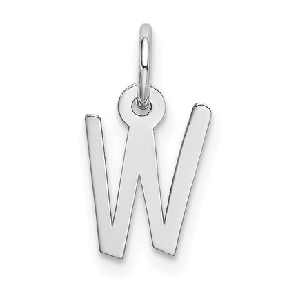 14k White Gold 14K White Gold Small Slanted Block Letter W Initial Charm