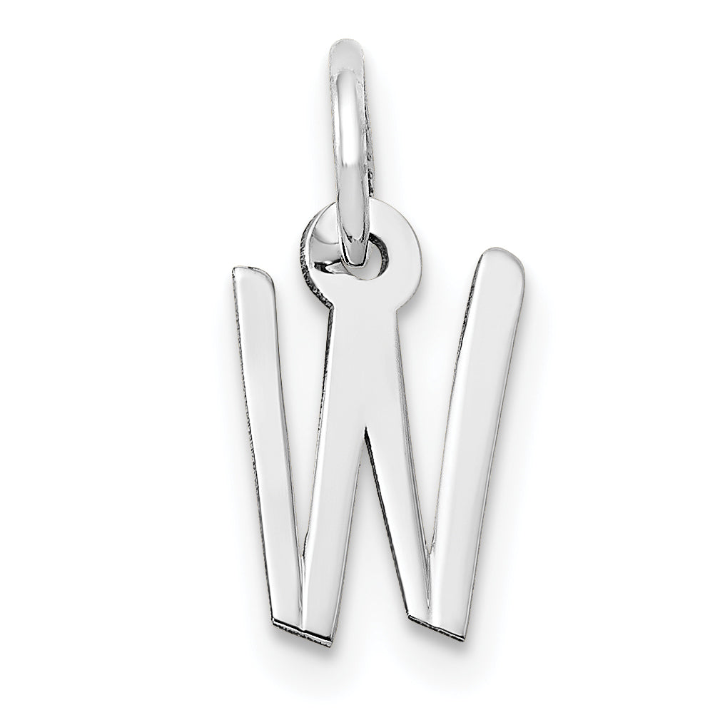 14k White Gold 14K White Gold Small Slanted Block Letter W Initial Charm