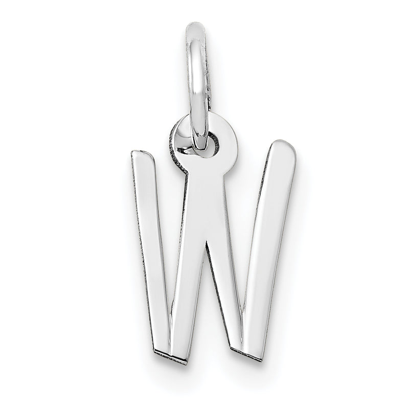 14k White Gold 14K White Gold Small Slanted Block Letter W Initial Charm