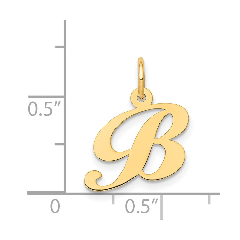 14k Yellow Gold 14K Small Fancy Script Letter B Initial Charm