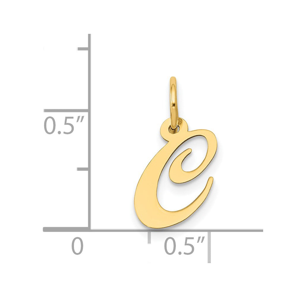14k Yellow Gold 14K Small Fancy Script Letter C Initial Charm