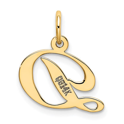 14k Yellow Gold 14K Small Fancy Script Letter D Initial Charm
