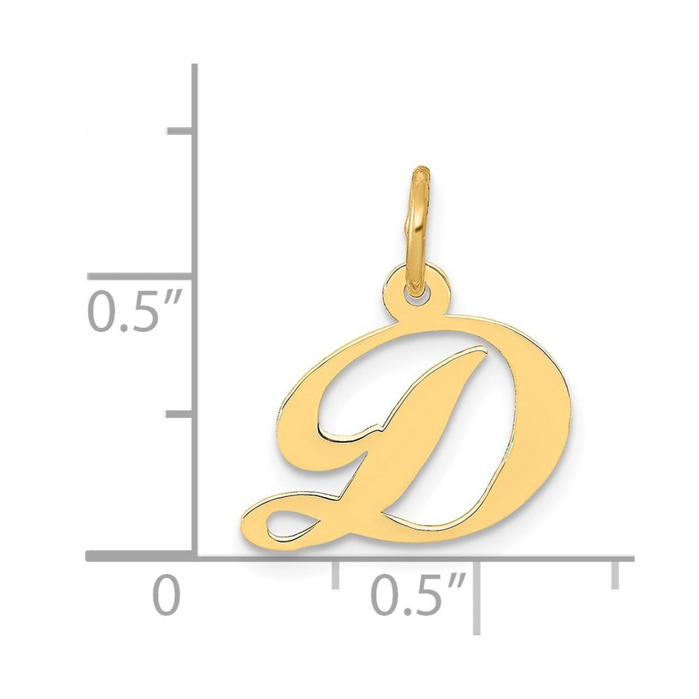 14k Yellow Gold 14K Small Fancy Script Letter D Initial Charm