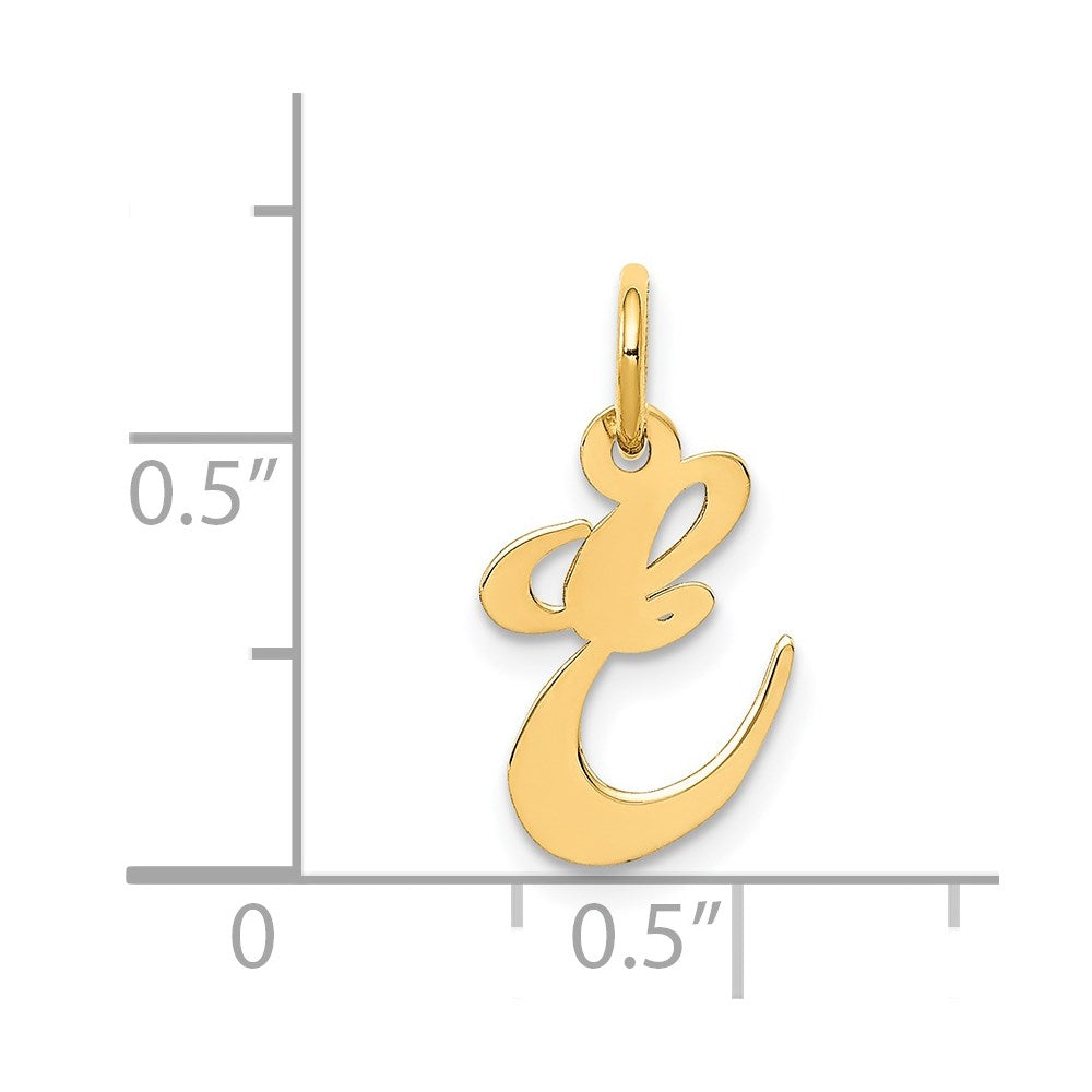 14k Yellow Gold 14K Small Fancy Script Letter E Initial Charm