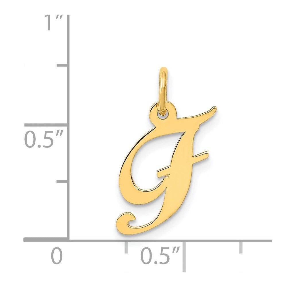 14k Yellow Gold 14K Small Fancy Script Letter F Initial Charm