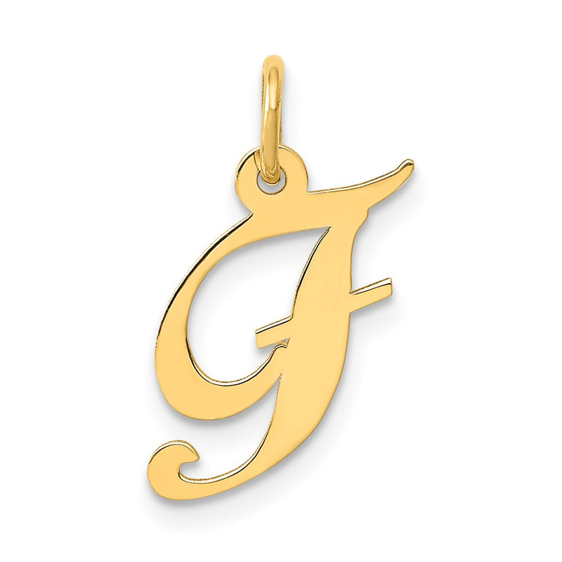 14k Yellow Gold 14K Small Fancy Script Letter F Initial Charm