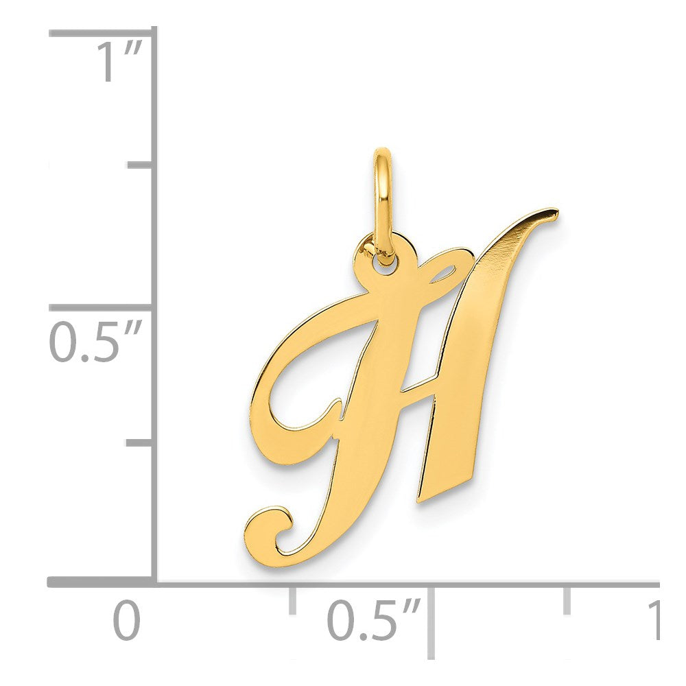 14k Yellow Gold 14K Small Fancy Script Letter H Initial Charm