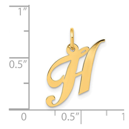 14k Yellow Gold 14K Small Fancy Script Letter H Initial Charm
