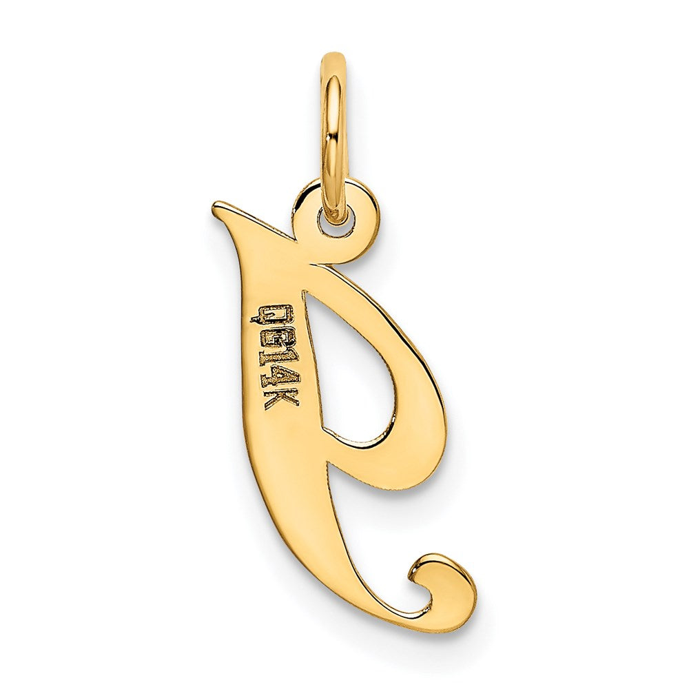 14k Yellow Gold 14K Small Fancy Script Letter I Initial Charm