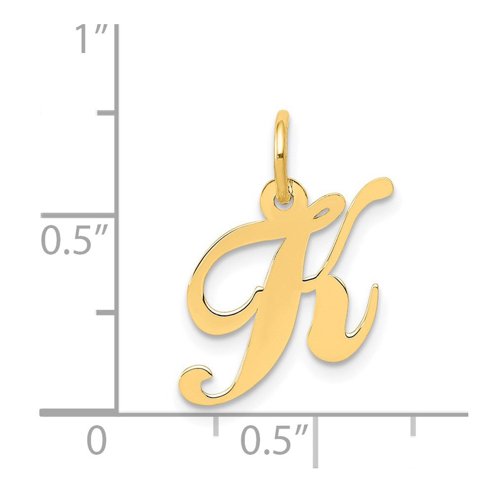 14k Yellow Gold 14K Small Fancy Script Letter K Initial Charm