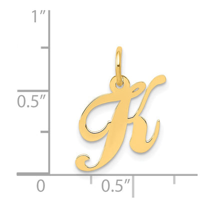 14k Yellow Gold 14K Small Fancy Script Letter K Initial Charm