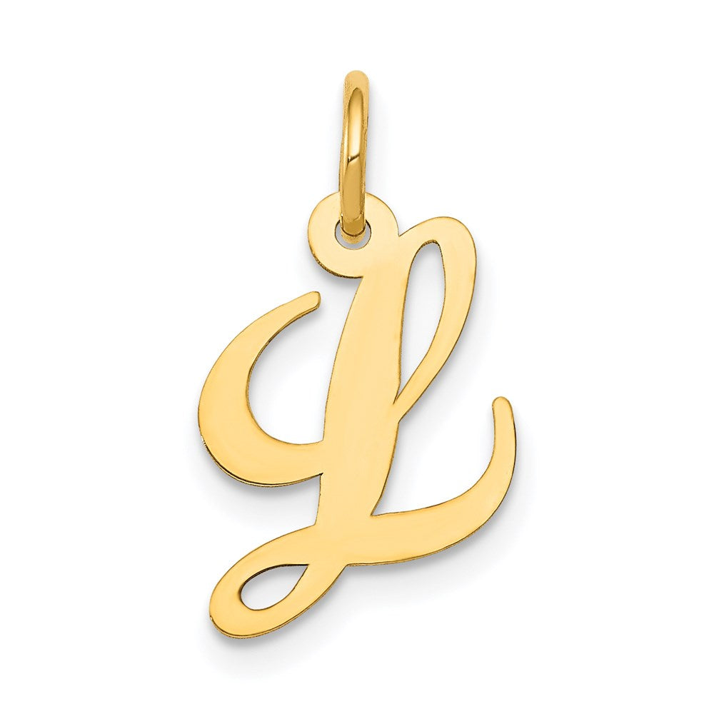 Small Fancy Script 14k Yellow Gold 14K Small Fancy Script Letter L Initial | Goldia.com
