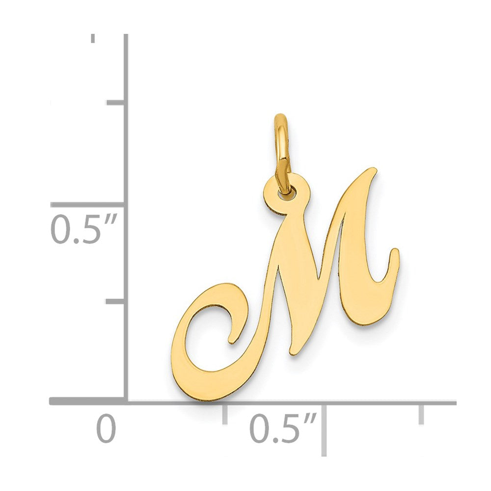 14k Yellow Gold 14K Small Fancy Script Letter M Initial Charm
