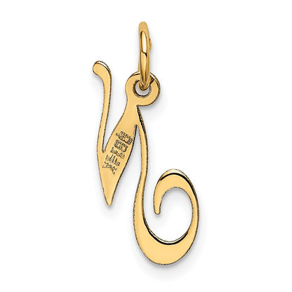 14k Yellow Gold 14K Small Fancy Script Letter N Initial Charm