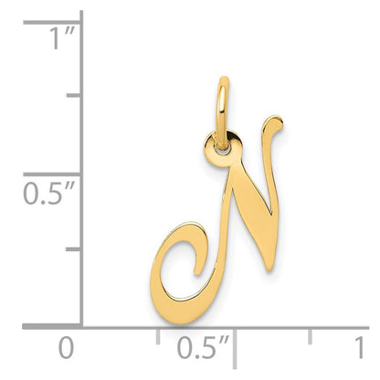 14k Yellow Gold 14K Small Fancy Script Letter N Initial Charm