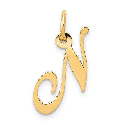 14k Yellow Gold 14K Small Fancy Script Letter N Initial Charm