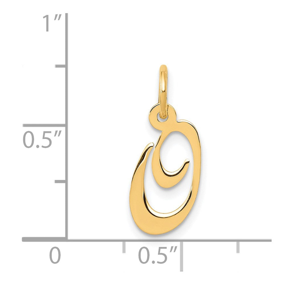 14k Yellow Gold 14K Small Fancy Script Letter O Initial Charm