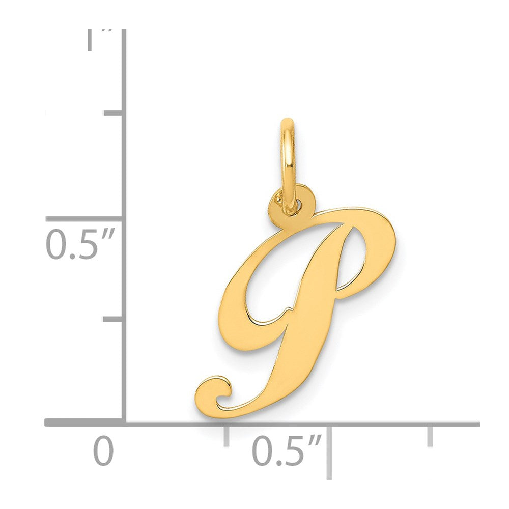 14k Yellow Gold 14K Small Fancy Script Letter P Initial Charm