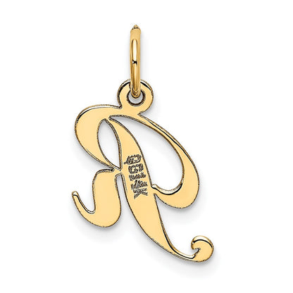 14k Yellow Gold 14K Small Fancy Script Letter R Initial Charm