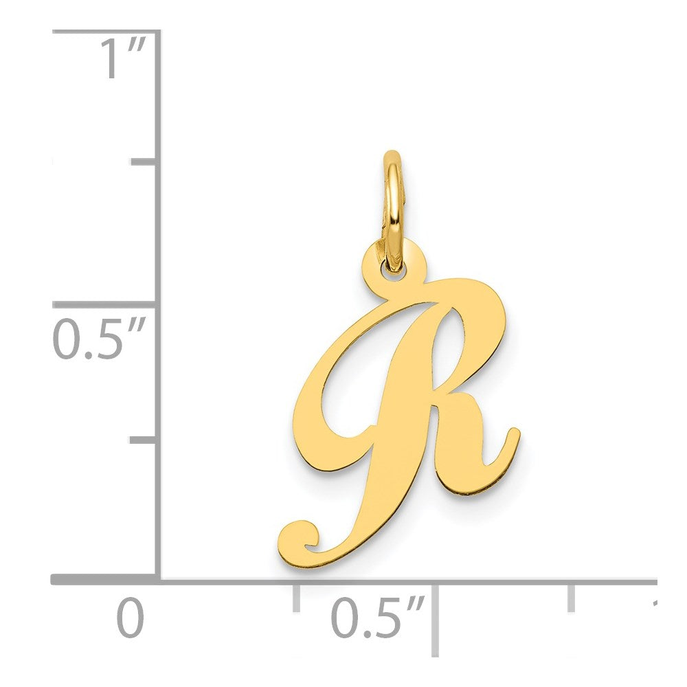 14k Yellow Gold 14K Small Fancy Script Letter R Initial Charm