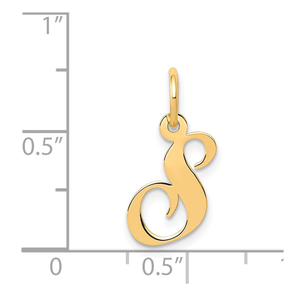 14k Yellow Gold 14K Small Fancy Script Letter S Initial Charm