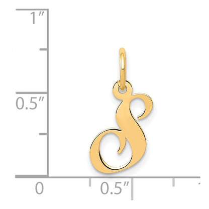 14k Yellow Gold 14K Small Fancy Script Letter S Initial Charm