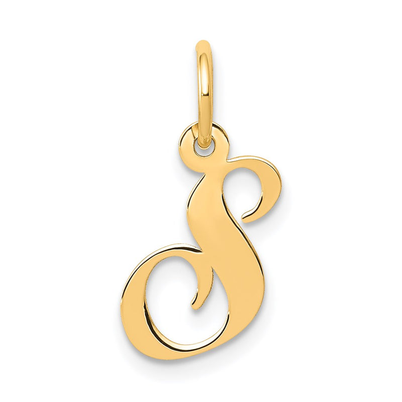 14k Yellow Gold 14K Small Fancy Script Letter S Initial Charm