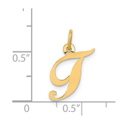 14k Yellow Gold 14K Small Fancy Script Letter T Initial Charm