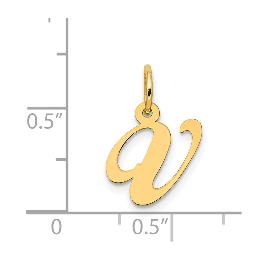14k Yellow Gold 14K Small Fancy Script Letter V Initial Charm