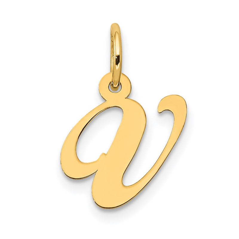 14k Yellow Gold 14K Small Fancy Script Letter V Initial Charm