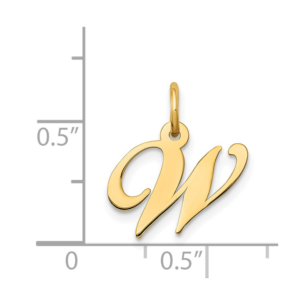 14k Yellow Gold 14K Small Fancy Script Letter W Initial Charm
