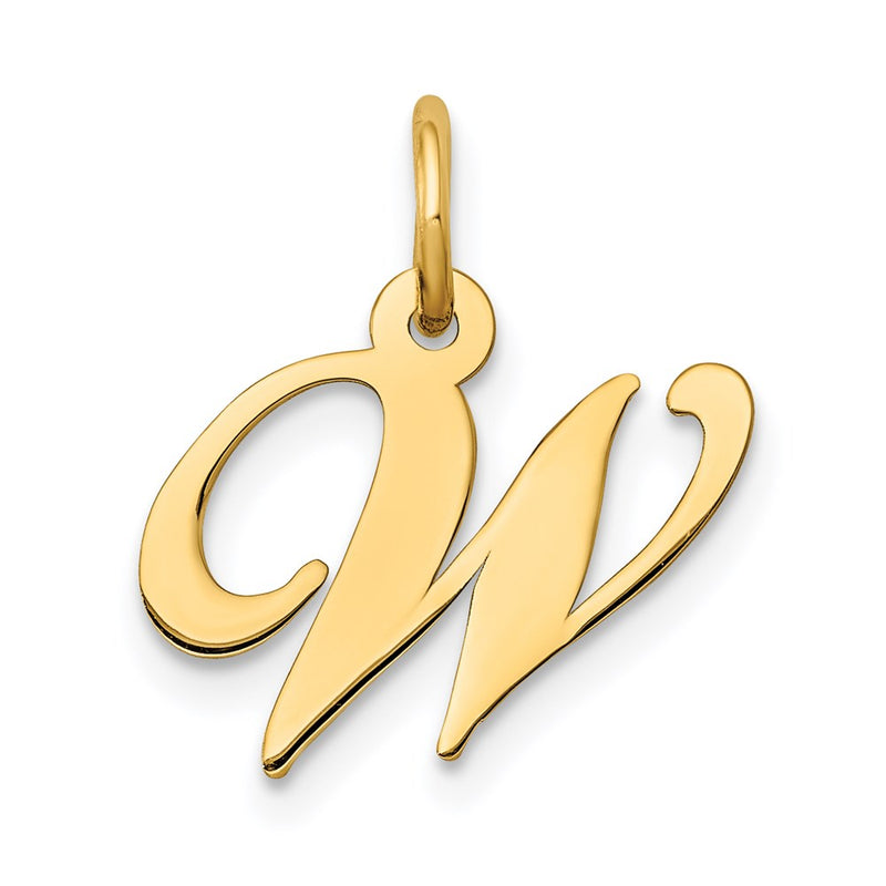14k Yellow Gold 14K Small Fancy Script Letter W Initial Charm