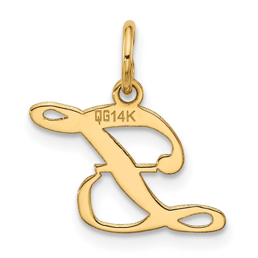 14K Yellow Gold Small Fancy Script Letter Z Initial Charm