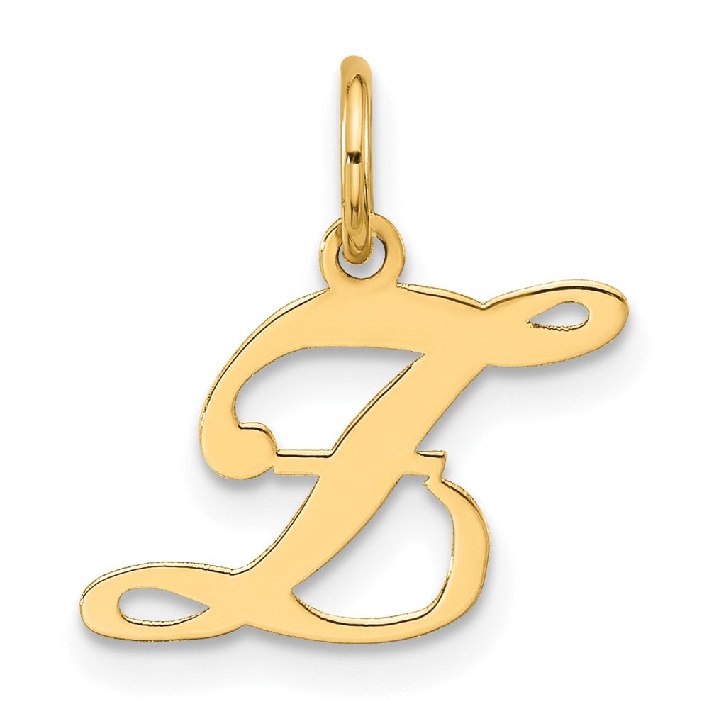 14K Yellow Gold Small Fancy Script Letter Z Initial Charm