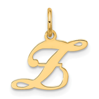 14K Yellow Gold Small Fancy Script Letter Z Initial Charm
