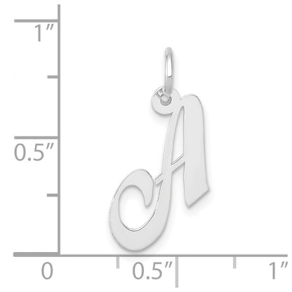 14k White Gold 14k White Gold Small Fancy Script Letter A Initial Charm