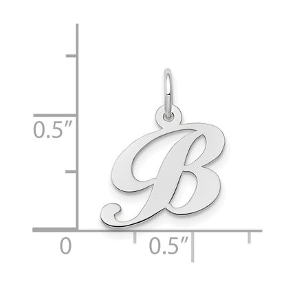 14k White Gold 14k White Gold Small Fancy Script Letter B Initial Charm
