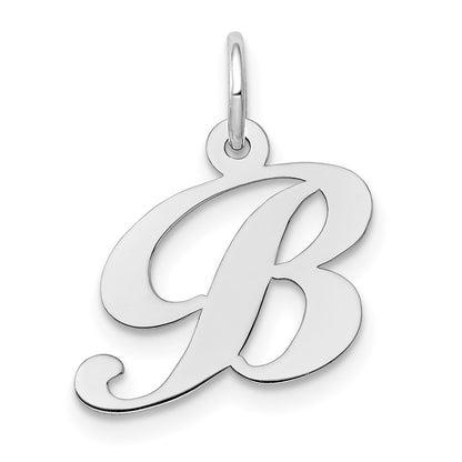 14k White Gold 14k White Gold Small Fancy Script Letter B Initial Charm