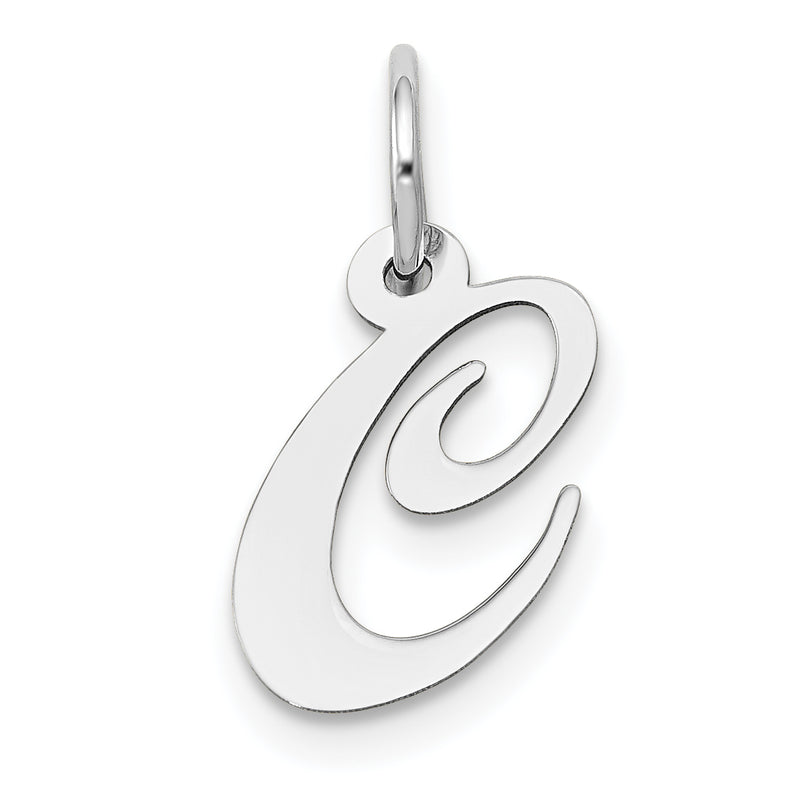 14k White Gold 14k White Gold Small Fancy Script Letter C Initial Charm