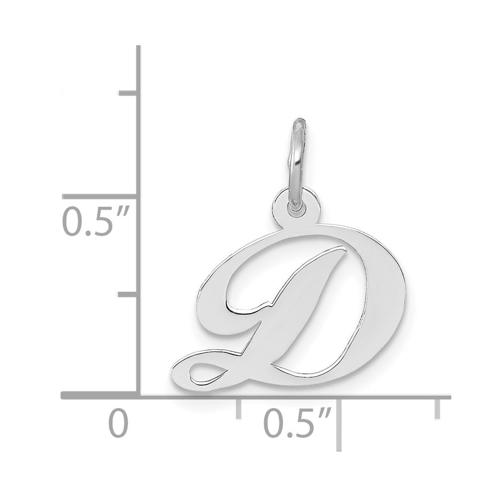 14k White Gold 14k White Gold Small Fancy Script Letter D Initial Charm
