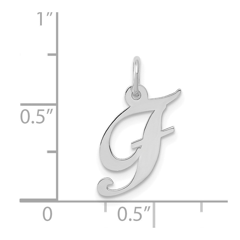 14k White Gold 14k White Gold Small Fancy Script Letter F Initial Charm