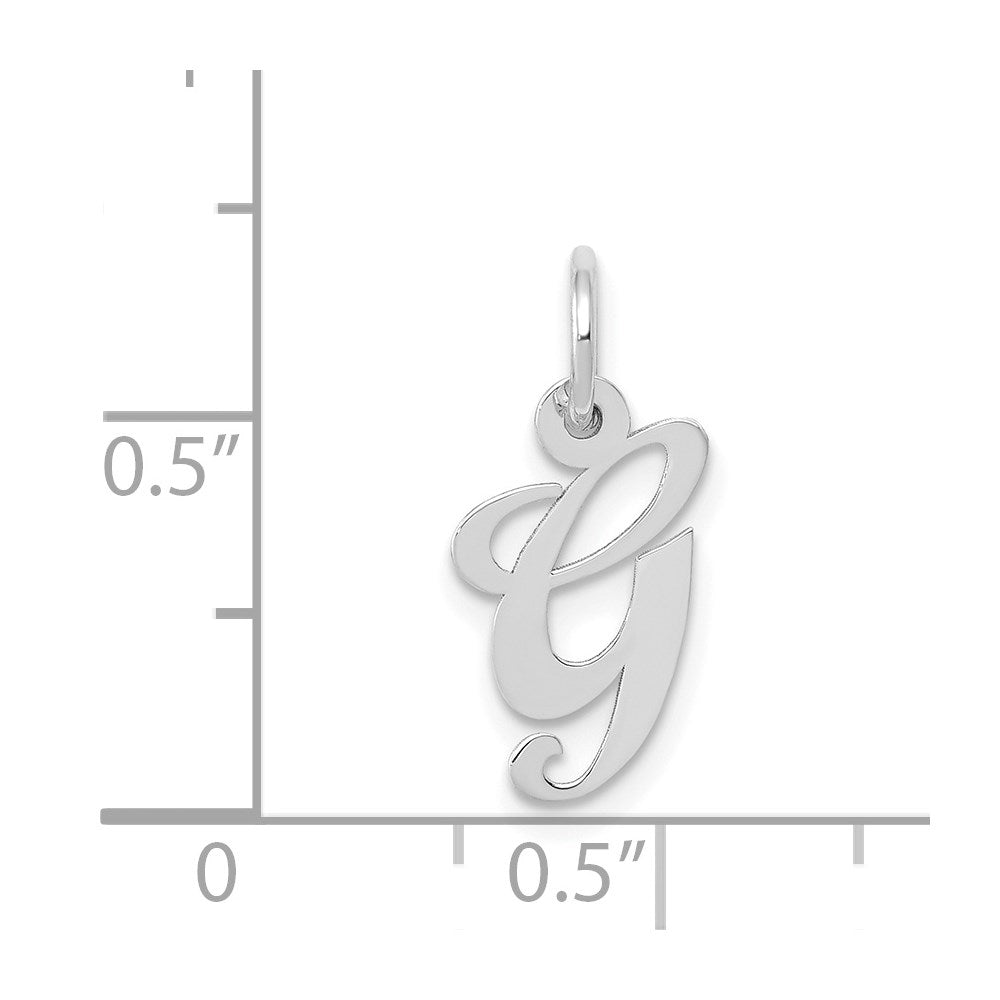 14k White Gold 14k White Gold Small Fancy Script Letter G Initial Charm