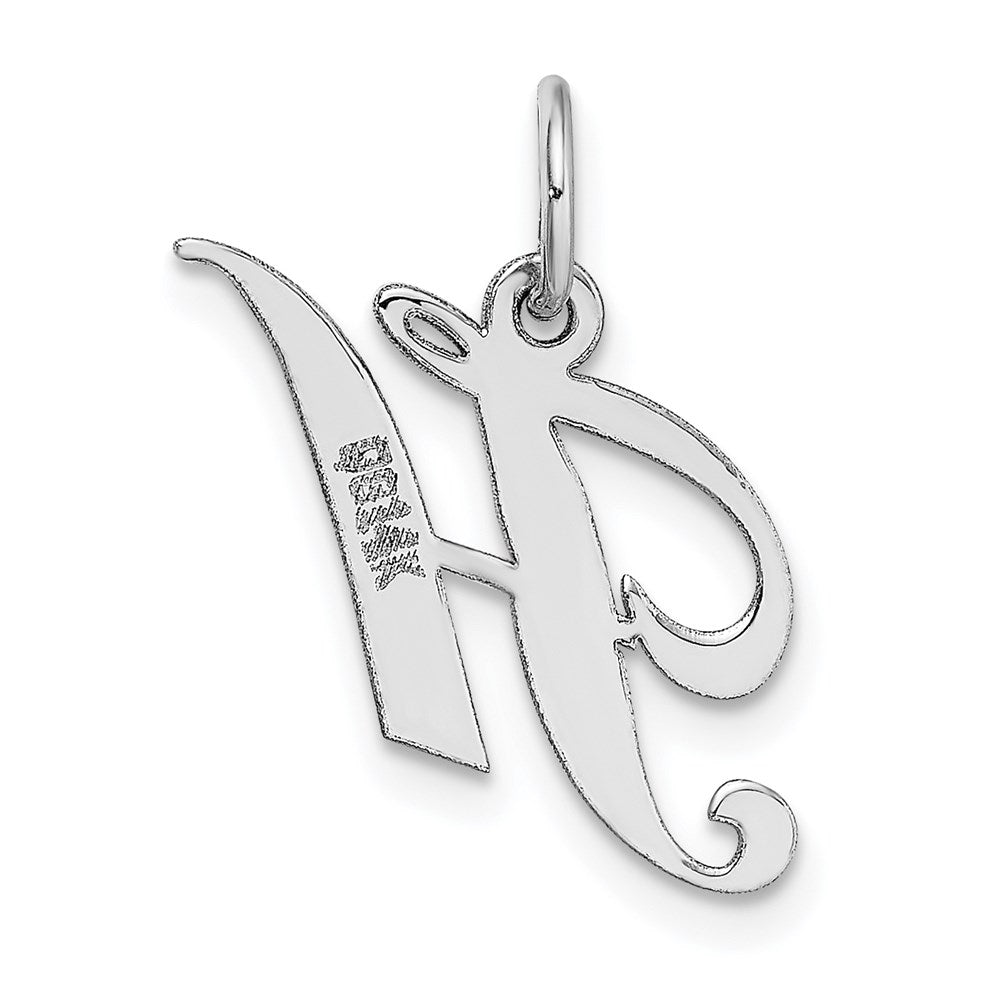 14k White Gold 14k White Gold Small Fancy Script Letter H Initial Charm
