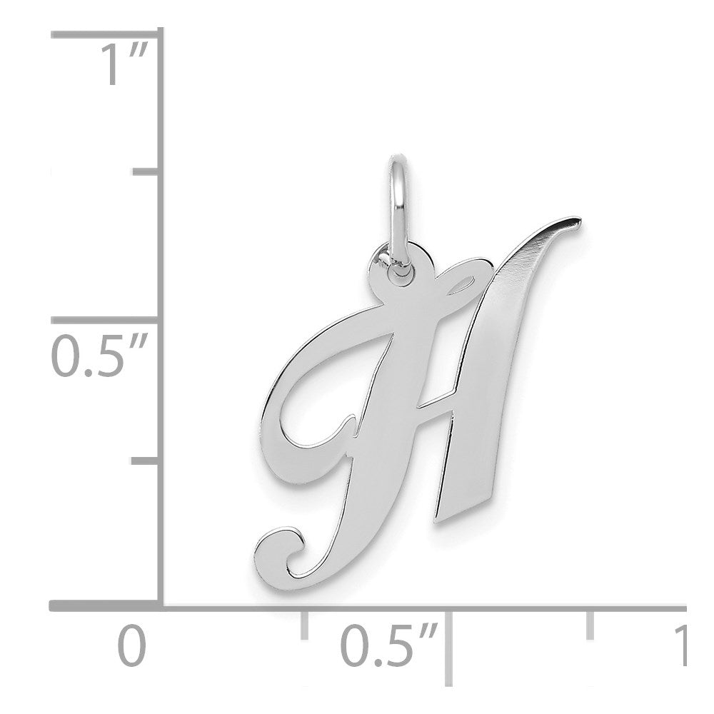 14k White Gold 14k White Gold Small Fancy Script Letter H Initial Charm