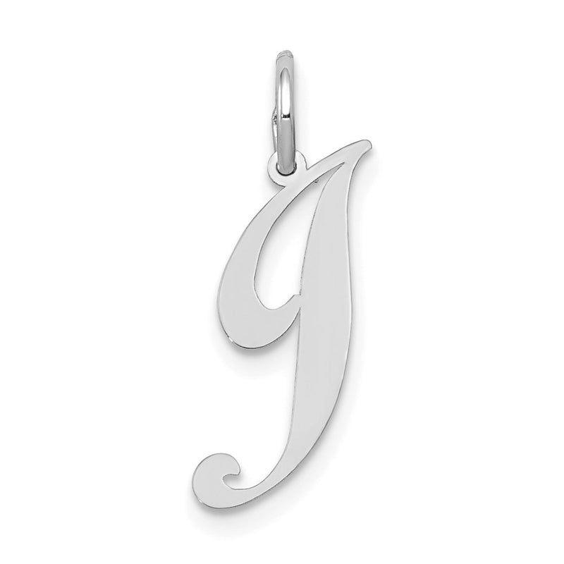 14k White Gold 14k White Gold Small Fancy Script Letter J Initial Charm
