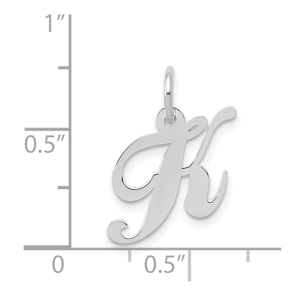 14k White Gold 14k White Gold Small Fancy Script Letter K Initial Charm