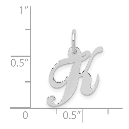 14k White Gold 14k White Gold Small Fancy Script Letter K Initial Charm