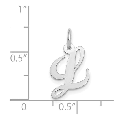 14k White Gold 14k White Gold Small Fancy Script Letter L Initial Charm