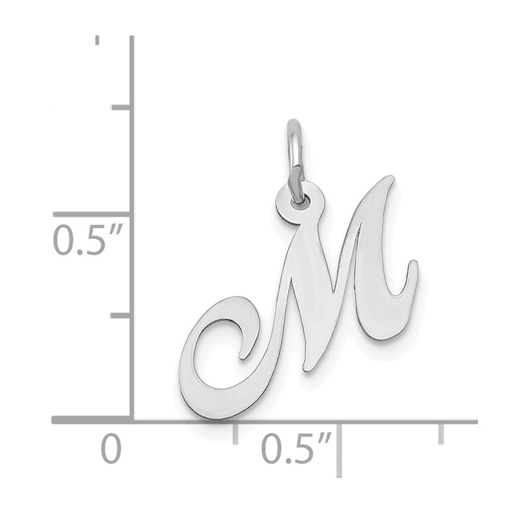 14k White Gold 14k White Gold Small Fancy Script Letter M Initial Charm