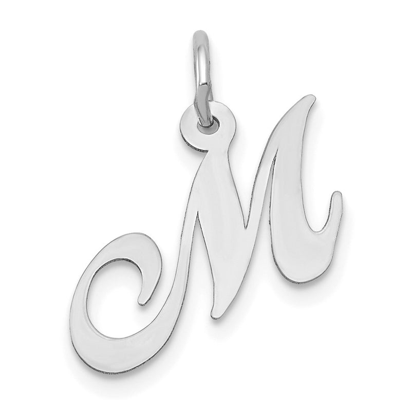 14k White Gold 14k White Gold Small Fancy Script Letter M Initial Charm